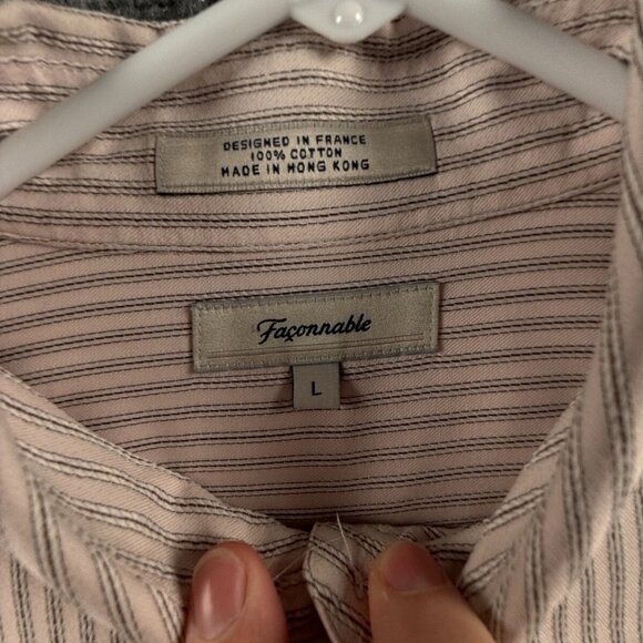 Faconnable Long Sleeve Button Up Shirt Women Pink Striped Large Cotton Adult - Picture 7 of 16